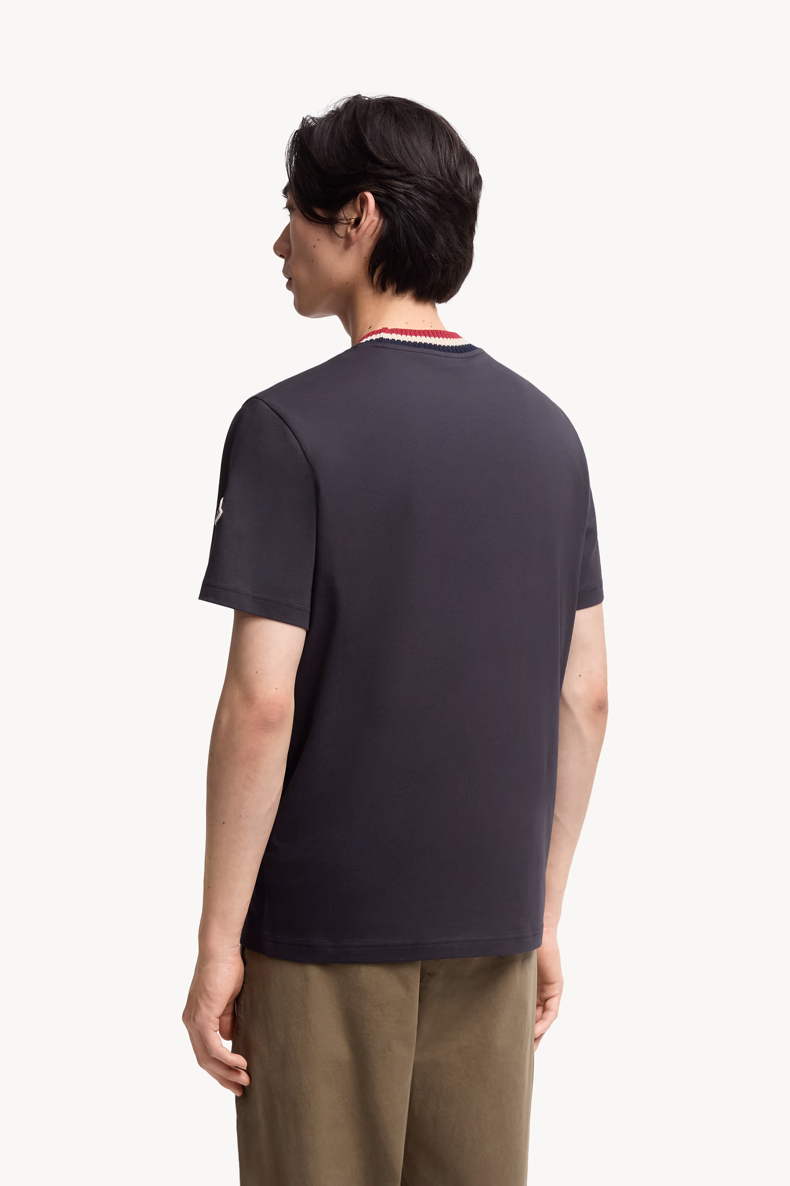 T-shirt en coton à logo brodé Hommes Bleu marine Moncler 5